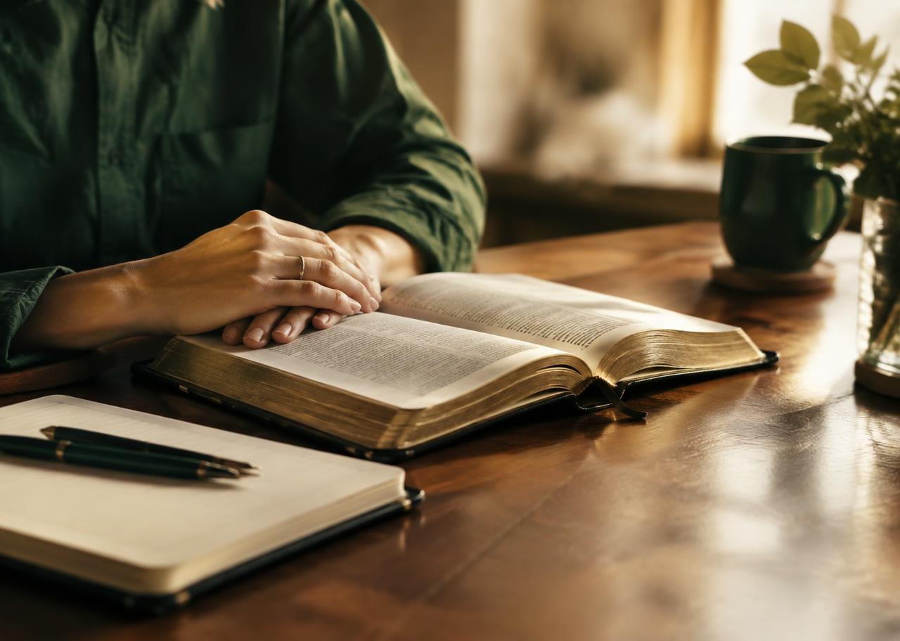 Featured teaching — an open Bible and journal